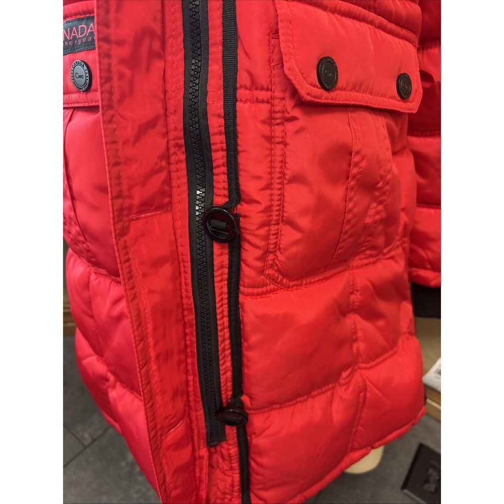 Canada Weathergear Red Long Hooded Puffer Parka Coat Girl Medium 10/12 Faux Fur - Picture 5 of 6